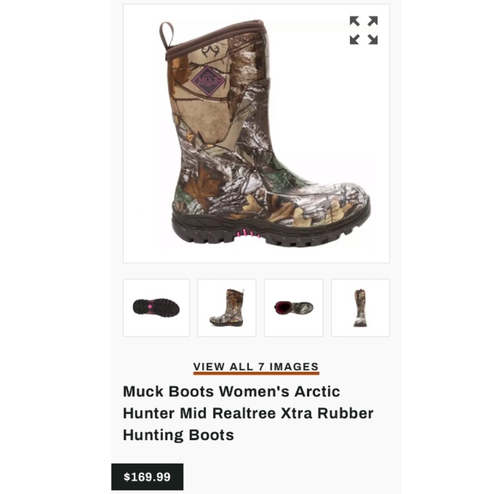 Women’s size 8 arctic Muck hunting Boots camo